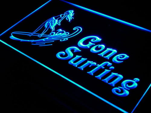 Gone surfing Surf Lady Wave Neon Light Sign